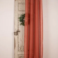 Ösengardine Leinenoptik uni terracotta 140x260cm