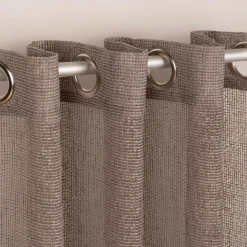Ösengardine Netzstruktur gestreift taupe 140x245cm