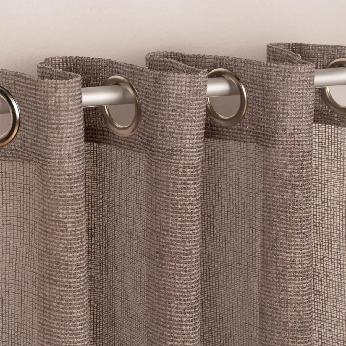 Ösengardine Netzstruktur gestreift taupe 140x245cm