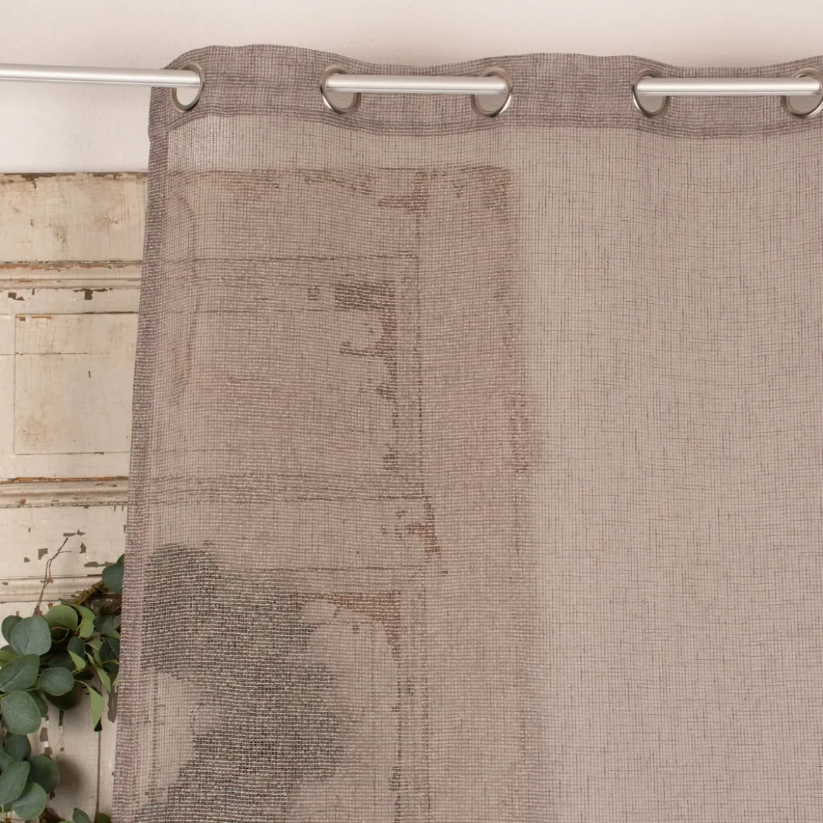 Ösengardine Netzstruktur gestreift taupe 140x245cm