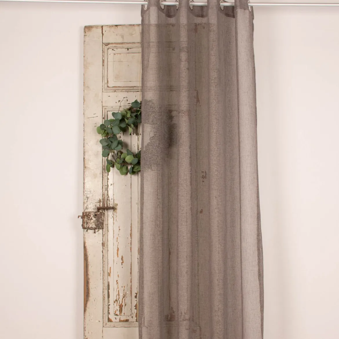 Ösengardine Netzstruktur gestreift taupe 140x245cm