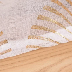 Ösengardine Reliefdruck Ornamente Bögen offweiß goldfarbig 140x260cm