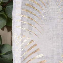 Ösengardine Reliefdruck Ornamente Bögen offweiß goldfarbig 140x260cm