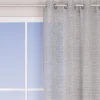 Ösengardine Schnurstreifen mit Glitzerpailletten grau weiß 135x260cm