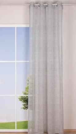Ösengardine Schnurstreifen mit Glitzerpailletten grau weiß 135x260cm