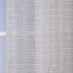 Ösengardine Schnurstreifen mit Glitzerpailletten grau weiß 135x260cm