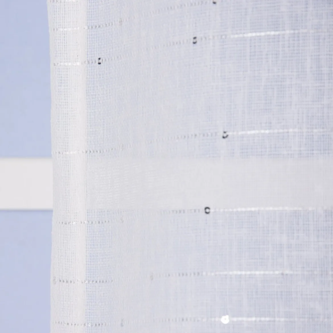Ösengardine Schnurstreifen mit Glitzerpailletten weiß 135x260cm