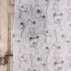 Ösengardine Voile transparent Diana Blumen Blüten weiß schwarz 140x260cm