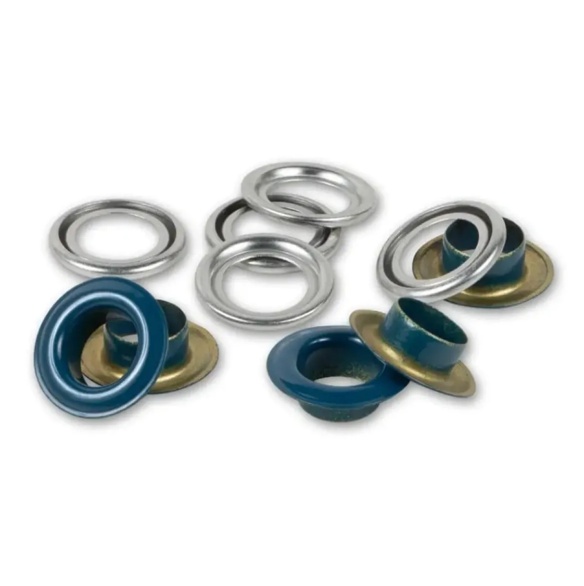 Ösen mit Scheiben 8mm marine/silberfarbig 32 Stk von Prym