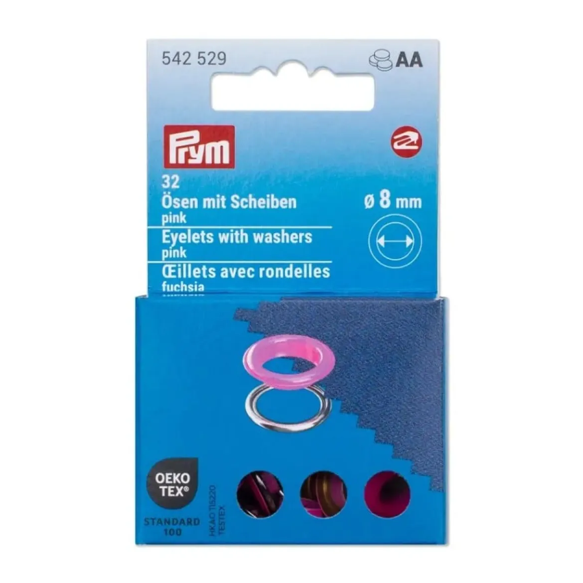Ösen mit Scheiben 8mm pink/silberfarbig 32 Stk von Prym