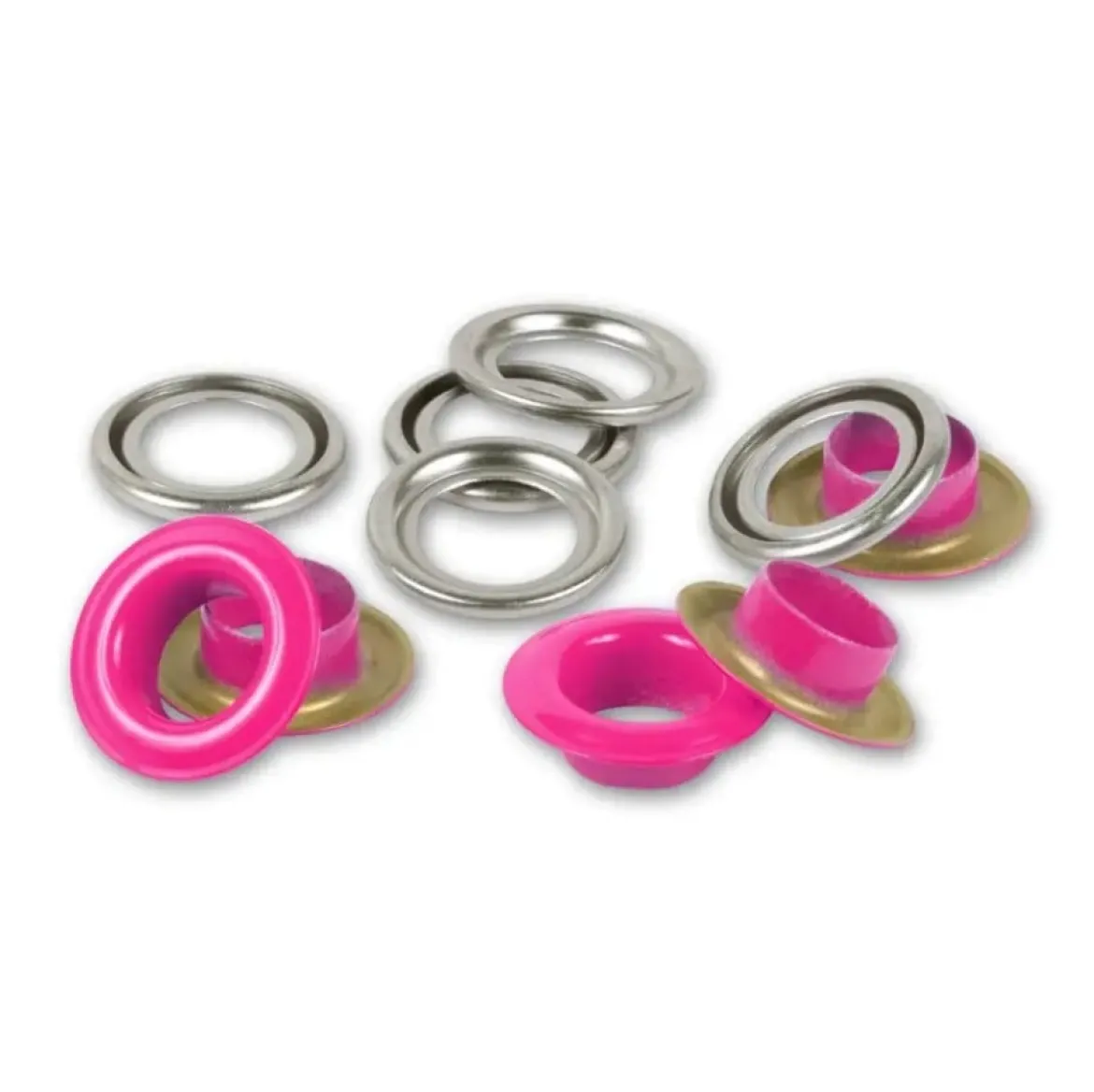 Ösen mit Scheiben 8mm pink/silberfarbig 32 Stk von Prym