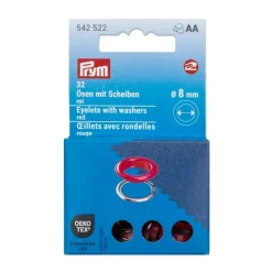 Ösen mit Scheiben 8mm rot/silberfarbig 32 Stk von Prym