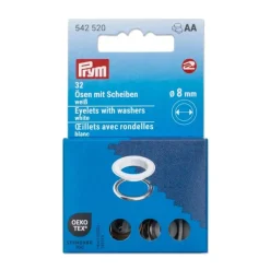 Ösen mit Scheiben 8mm weiß/silberfarbig 32 Stk von Prym