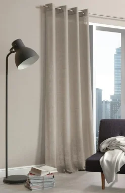 Ösenschal Fertiggardine Scandia Leinenoptik taupe/grau 245x137cm