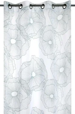 Ösenvorhang Blüten 3D Print weiß türkis 140x260cm