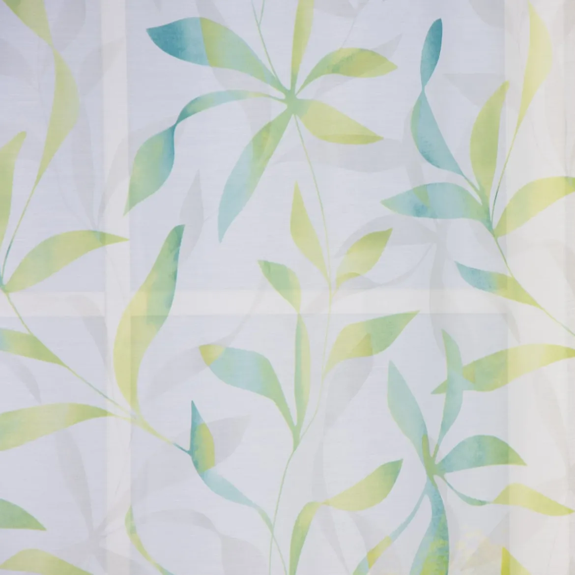 Ösenvorhang Blätter weiß grün 140x255cm