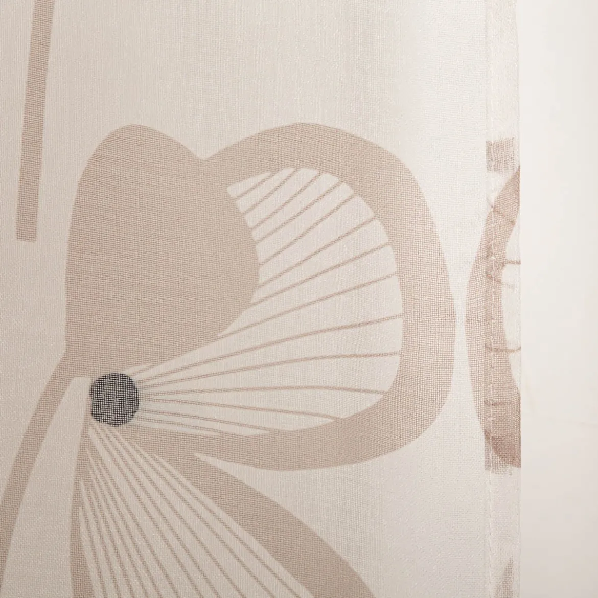 Ösenvorhang Blumen abstrakt Voile weiß beige 135x260cm
