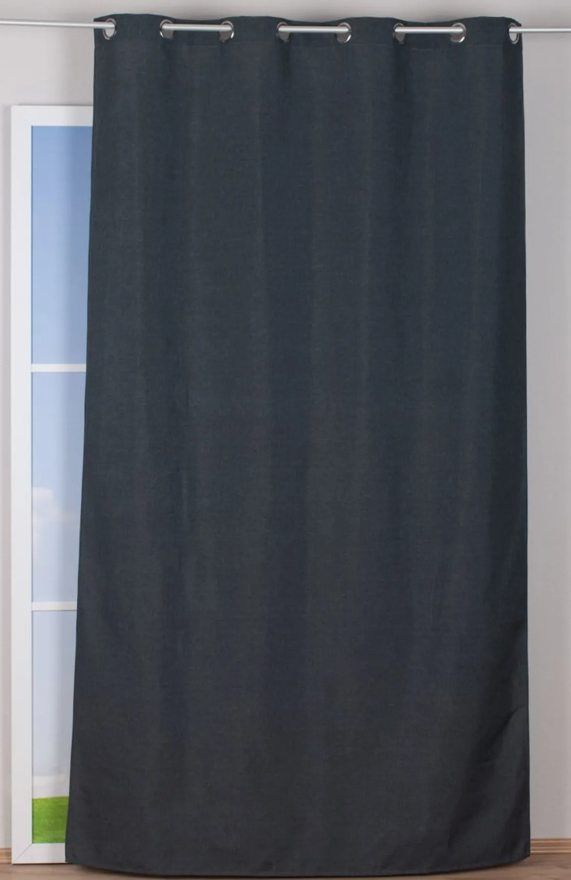 Ösenvorhang Brilliant Leinenoptik einfarbig grau 140x245cm