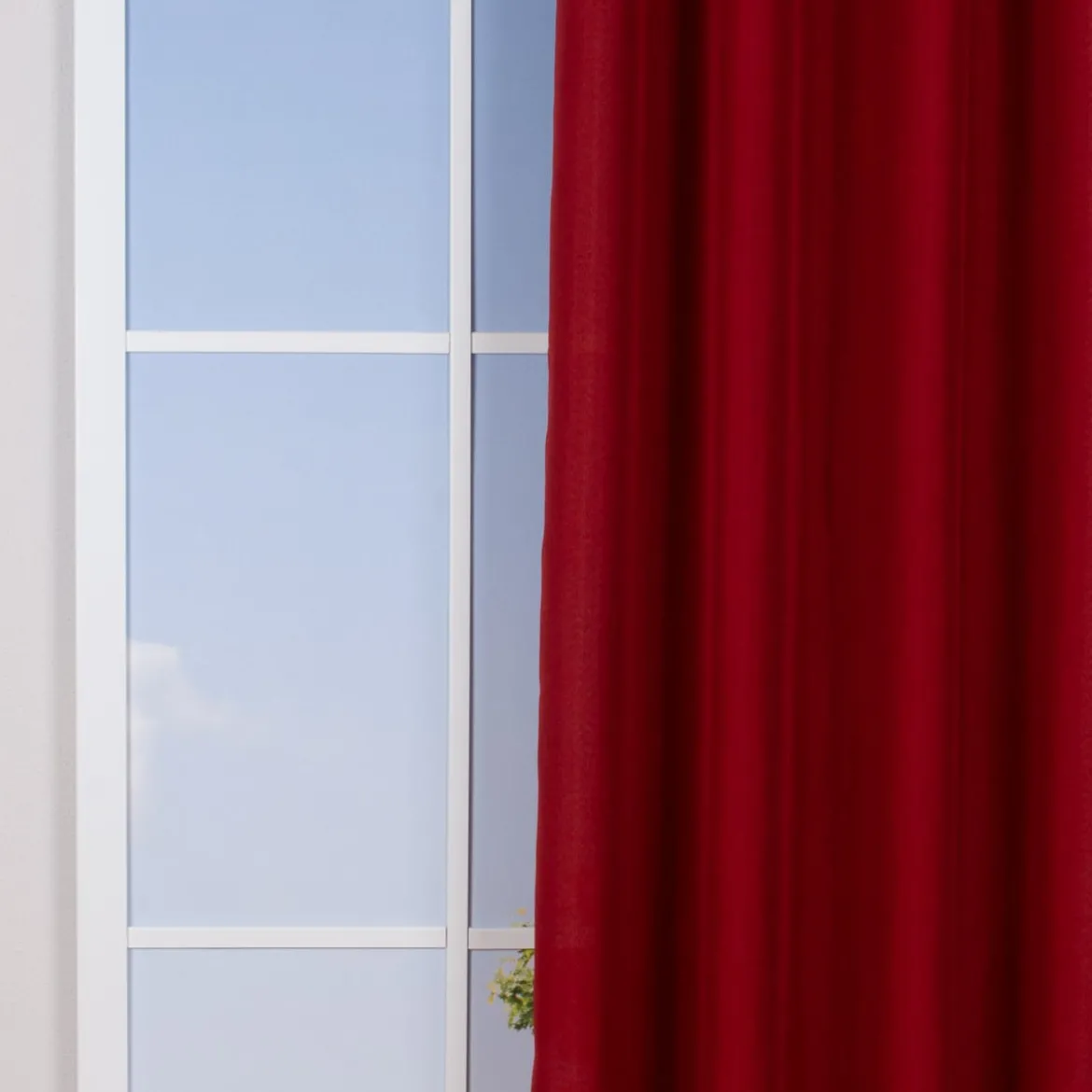 Ösenvorhang Brilliant Leinenoptik einfarbig rot 140x245cm