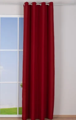 Ösenvorhang Brilliant Leinenoptik einfarbig rot 140x245cm