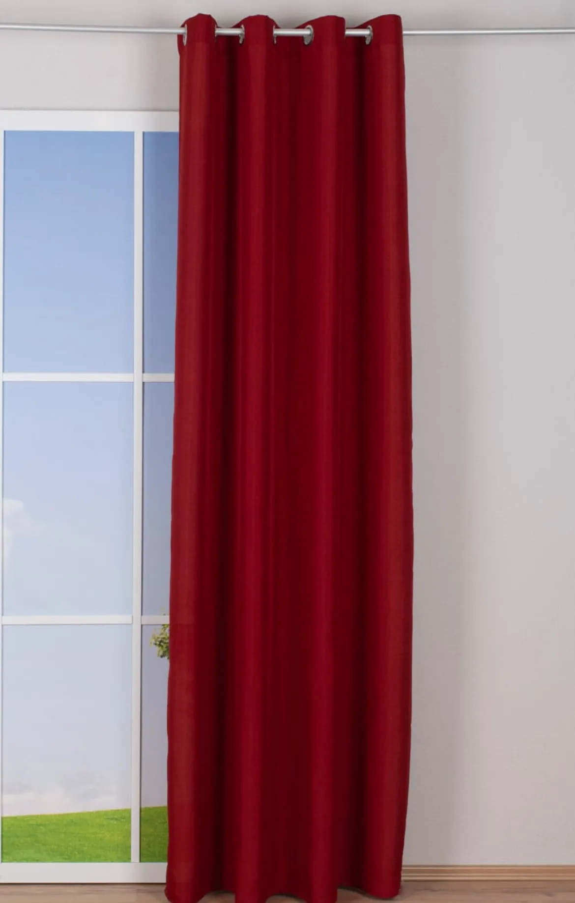 Ösenvorhang Brilliant Leinenoptik einfarbig rot 140x245cm