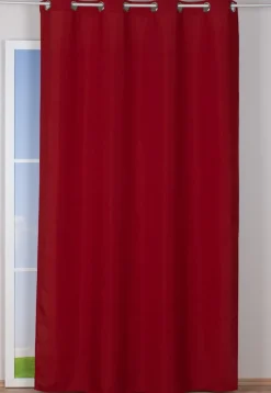 Ösenvorhang Brilliant Leinenoptik einfarbig rot 140x245cm