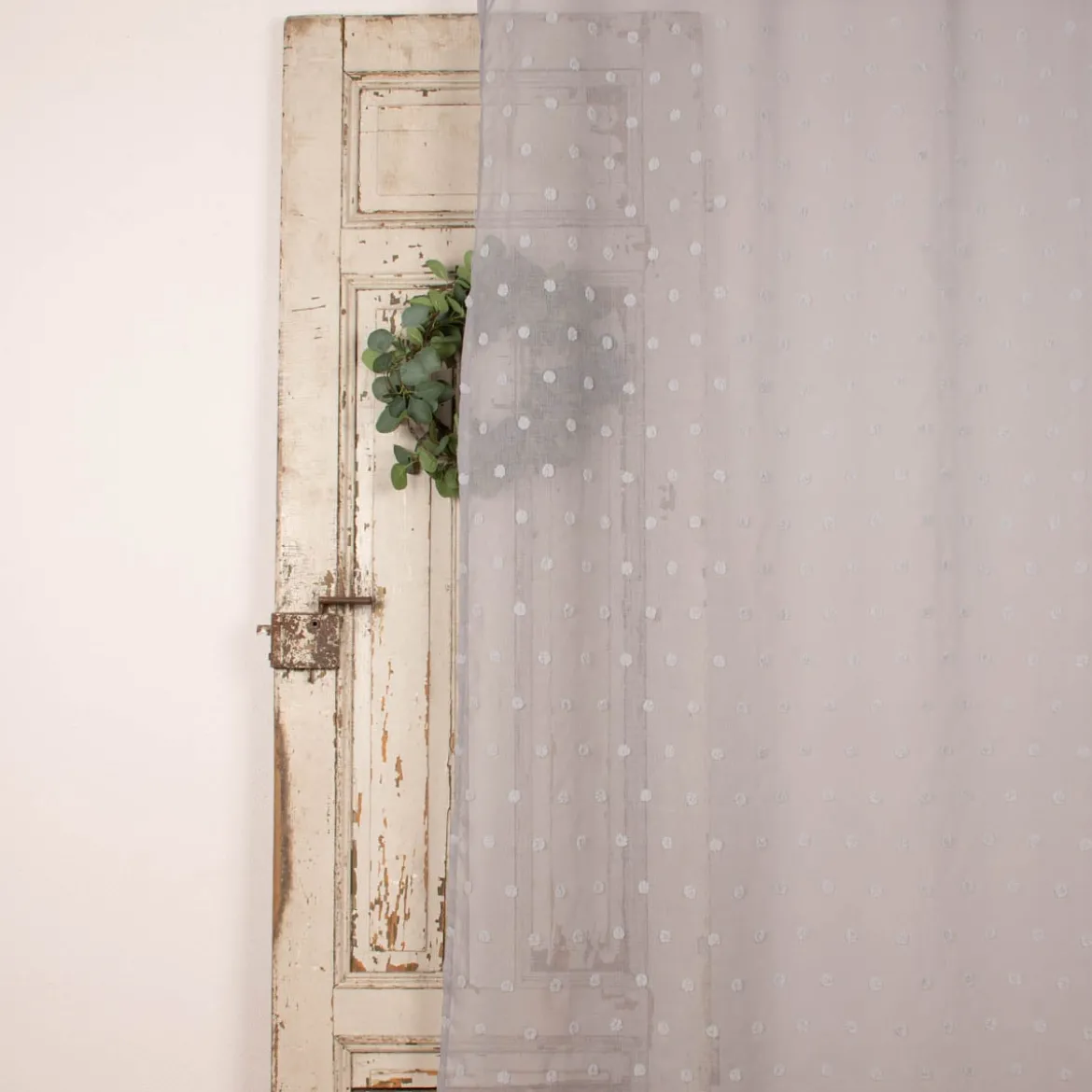 Ösenvorhang Dekoschal Leinenoptik Pompons grau 135x245cm