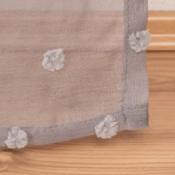 Ösenvorhang Dekoschal Leinenoptik Pompons grau 135x245cm