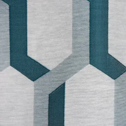 Ösenvorhang Jacquard grafisch weiß petrol 140x260cm