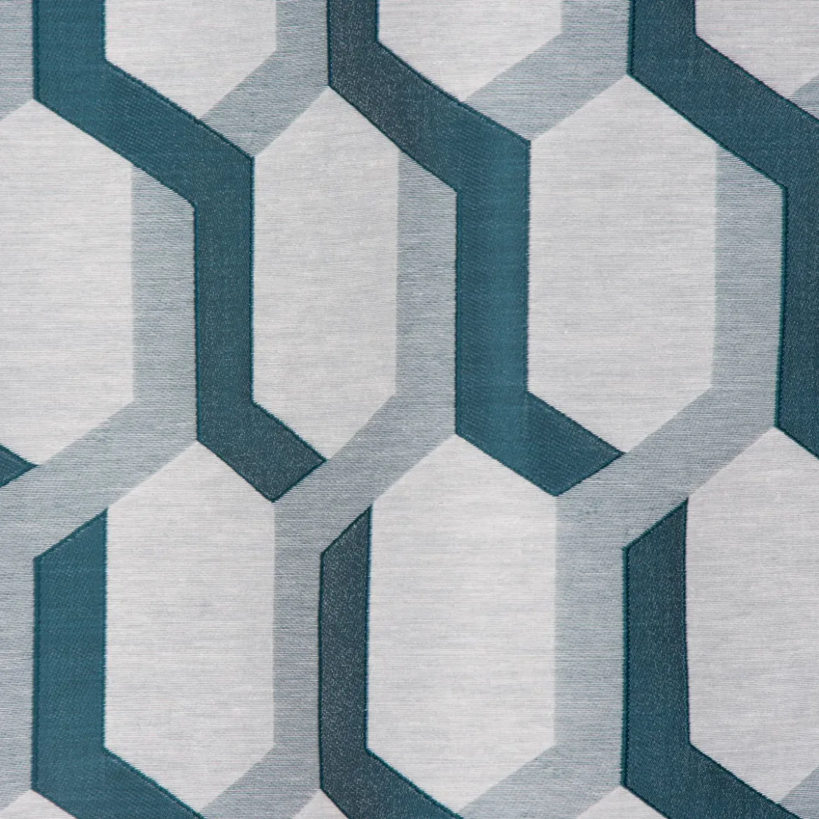 Ösenvorhang Jacquard grafisch weiß petrol 140x260cm