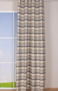 Ösenvorhang Jacquard Leinenoptik Chevronmuster weiß natur grau 135x250cm