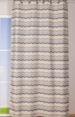 Ösenvorhang Jacquard Leinenoptik Chevronmuster weiß natur grau 135x250cm