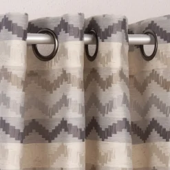 Ösenvorhang Jacquard Leinenoptik Chevronmuster weiß natur grau 135x250cm