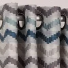 Ösenvorhang Jacquard Leinenoptik Chevronmuster weiß blau grau 135x250cm