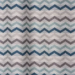 Ösenvorhang Jacquard Leinenoptik Chevronmuster weiß blau grau 135x250cm