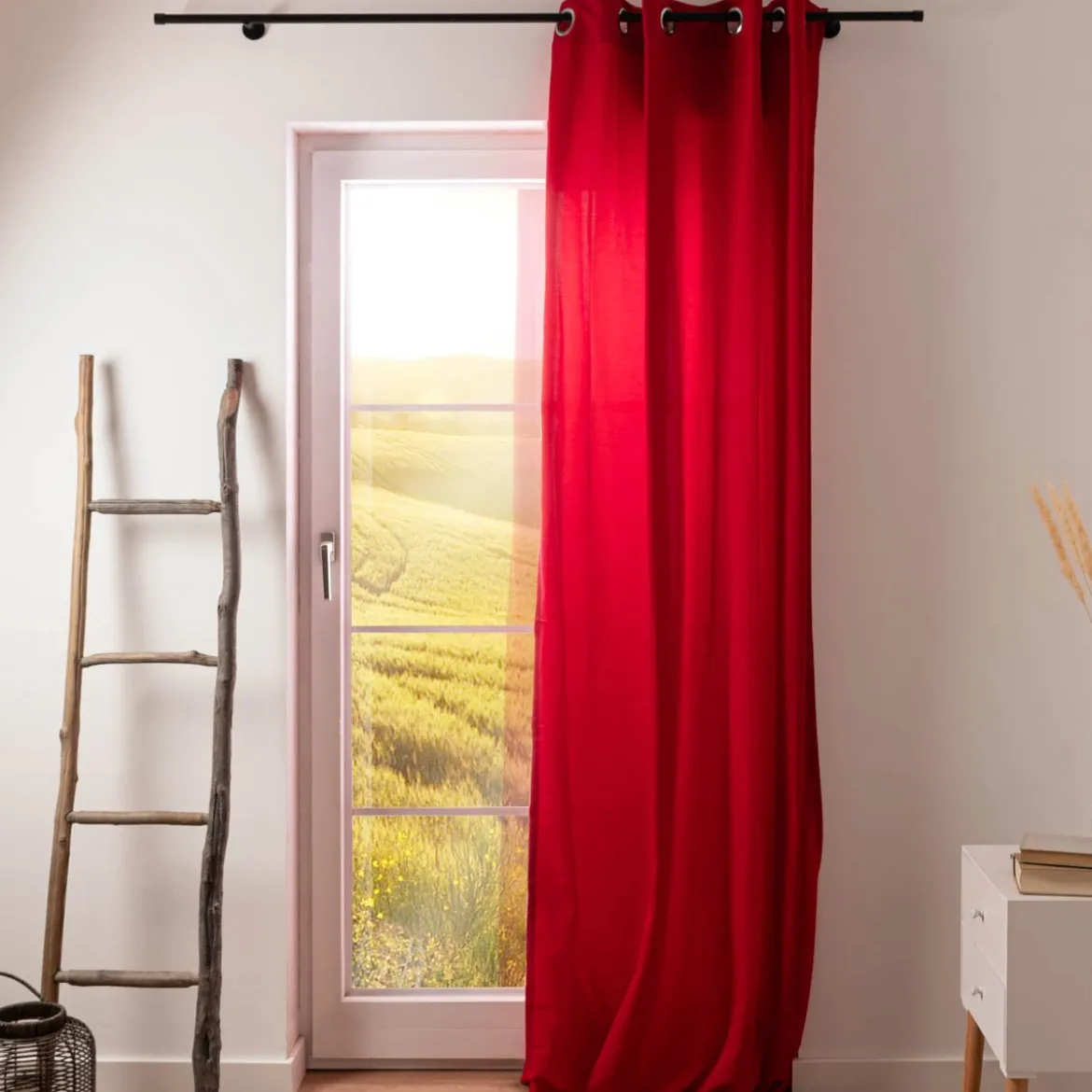Ösenvorhang Miami Elbersdrucke blickdicht uni rot 140cmx255cm