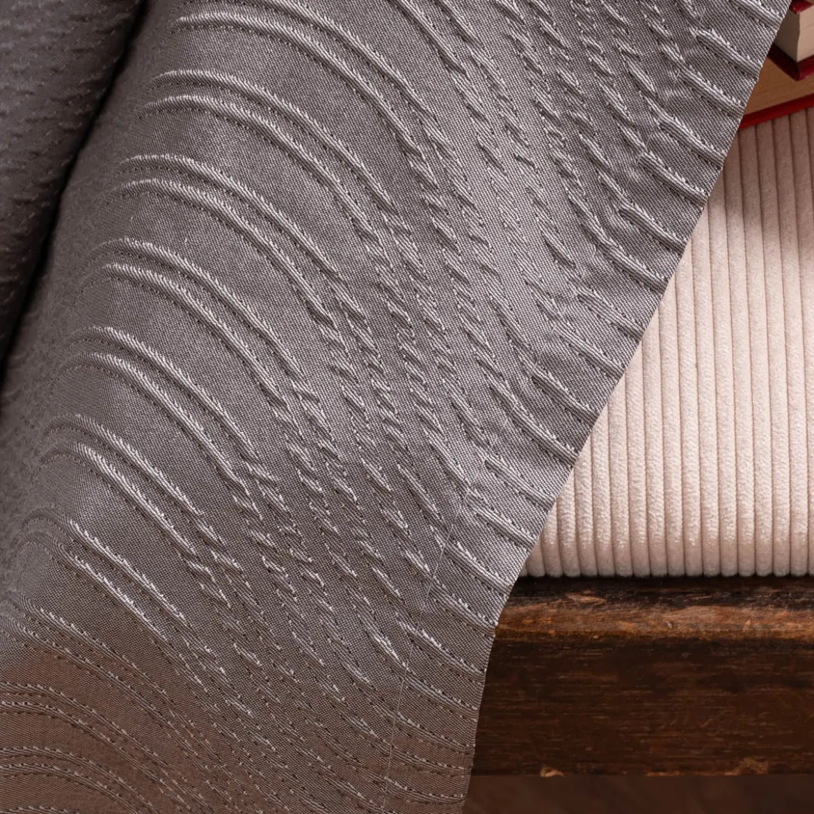 Ösenvorhang Miracle Elbersdrucke blickdicht Clocqué-Jacquardgewebe silber 140cmx255cm