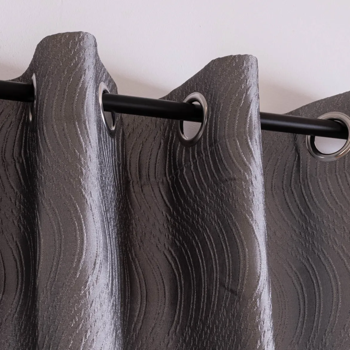 Ösenvorhang Miracle Elbersdrucke blickdicht Clocqué-Jacquardgewebe silber 140cmx255cm
