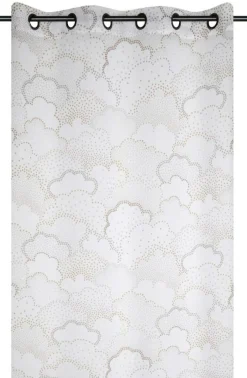 Ösenvorhang mit Wolken weiß natur 140x260cm