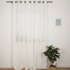 Ösenvorhang Ontario halbtransparent natürlich uni Wollweiß XL 290x260cm (BxH)