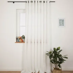 Ösenvorhang Ontario halbtransparent natürlich uni Wollweiß XL 290x260cm (BxH)