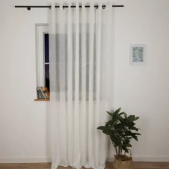 Ösenvorhang Ontario halbtransparent natürlich uni Wollweiß XL 290x260cm (BxH)