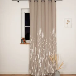Ösenvorhang Pampasgras natur weiß 140x260cm