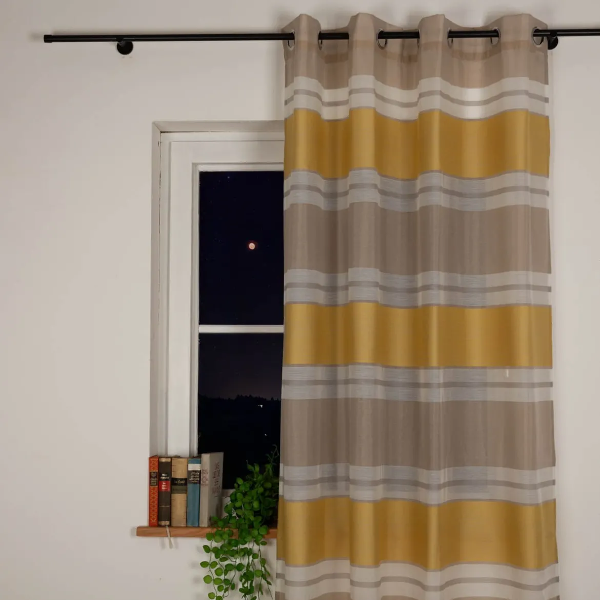 Ösenvorhang Valeska Eco nachhaltig Streifen ecru gelb 144x245cm (BxH)