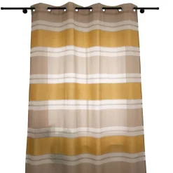 Ösenvorhang Valeska Eco nachhaltig Streifen ecru gelb 144x245cm (BxH)