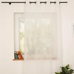 Ösenvorhang Voile Scherli Rechtecke weiß 135x260 cm – transparenter Vorhang