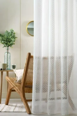 Ösenvorhang Voile Scherli Rechtecke weiß 135x260 cm – transparenter Vorhang