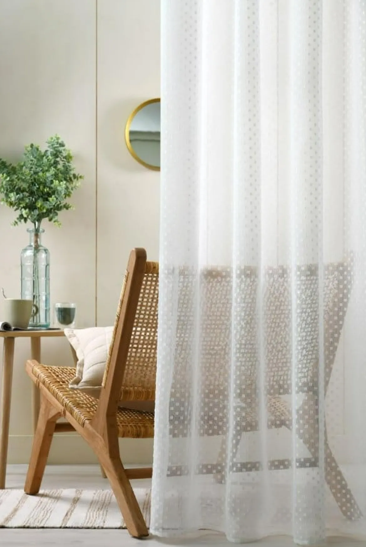 Ösenvorhang Voile Scherli Rechtecke weiß 135x260 cm – transparenter Vorhang