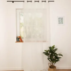 Ösenvorhang Voile Scherli Rechtecke weiß 135x260 cm – transparenter Vorhang