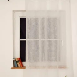 Ösenvorhang Voile Scherli Rechtecke weiß 135x260 cm – transparenter Vorhang